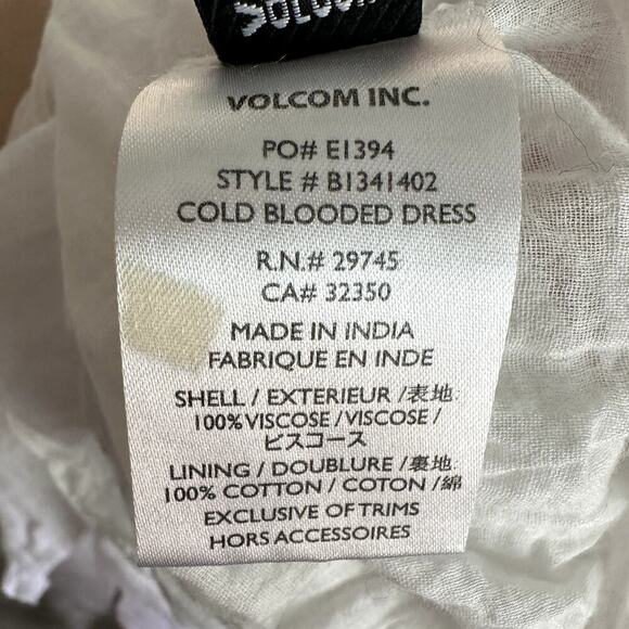 Volcom Floral Halter Maxi Dress XS White Orange Backless Boho, Resort, Beach - Picture 7 of 9